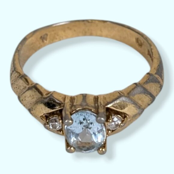 Vintage Topaz & Glass Costume Ring - Picture 4 of 8